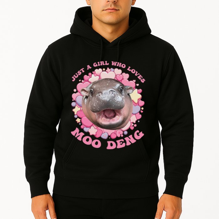 Cute Baby Hippo Moo Deng Cool Just A Girl Who Loves Moo Deng Hoodie