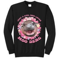 Cute Baby Hippo Moo Deng Cool Just A Girl Who Loves Moo Deng Sweatshirt