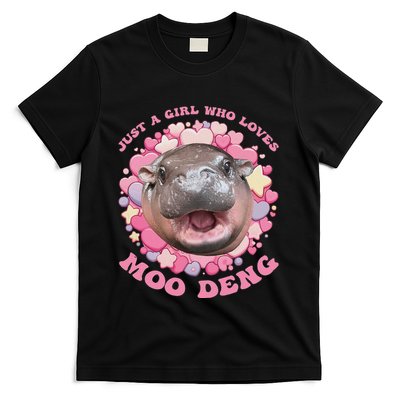 Cute Baby Hippo Moo Deng Cool Just A Girl Who Loves Moo Deng T-Shirt