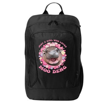 Cute Baby Hippo Moo Deng Cool Just A Girl Who Loves Moo Deng City Backpack