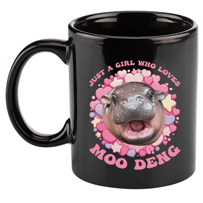 Cute Baby Hippo Moo Deng Cool Just A Girl Who Loves Moo Deng 11oz C Handle Ceramic Mug