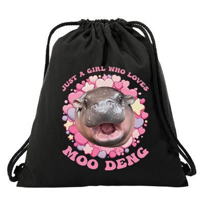 Cute Baby Hippo Moo Deng Cool Just A Girl Who Loves Moo Deng Drawstring Bag