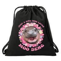 Cute Baby Hippo Moo Deng Cool Just A Girl Who Loves Moo Deng Drawstring Bag