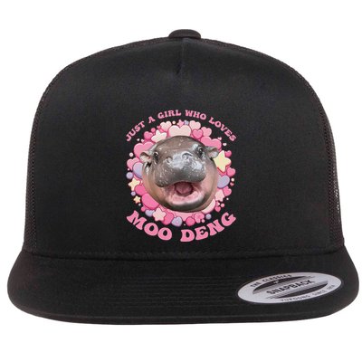 Cute Baby Hippo Moo Deng Cool Just A Girl Who Loves Moo Deng Flatbill Hat