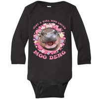 Cute Baby Hippo Moo Deng Cool Just A Girl Who Loves Moo Deng Baby Long Sleeve Bodysuit