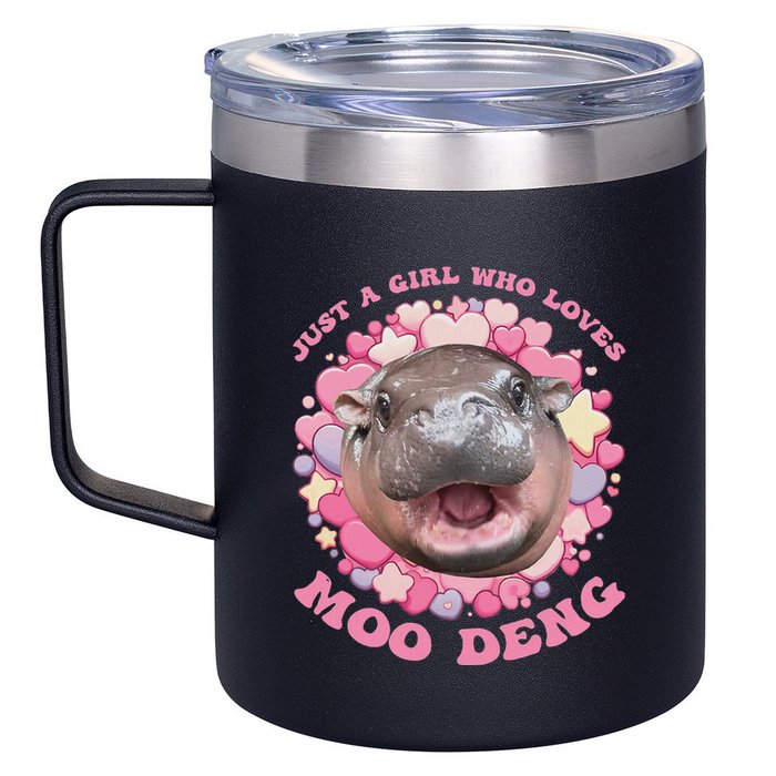 Cute Baby Hippo Moo Deng Cool Just A Girl Who Loves Moo Deng 12oz Stainless Steel Coffee Mug