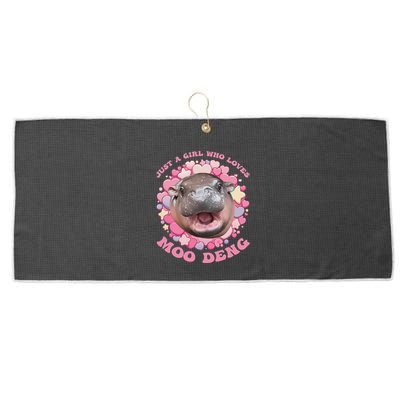 Cute Baby Hippo Moo Deng Cool Just A Girl Who Loves Moo Deng Large Microfiber Waffle Golf Towel
