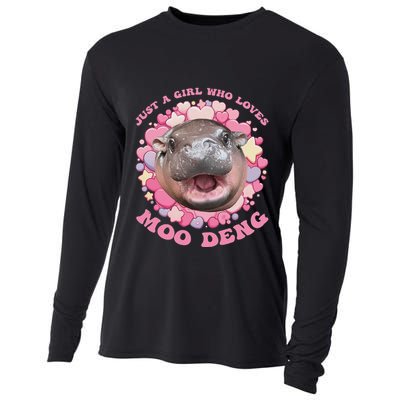 Cute Baby Hippo Moo Deng Cool Just A Girl Who Loves Moo Deng Cooling Performance Long Sleeve Crew