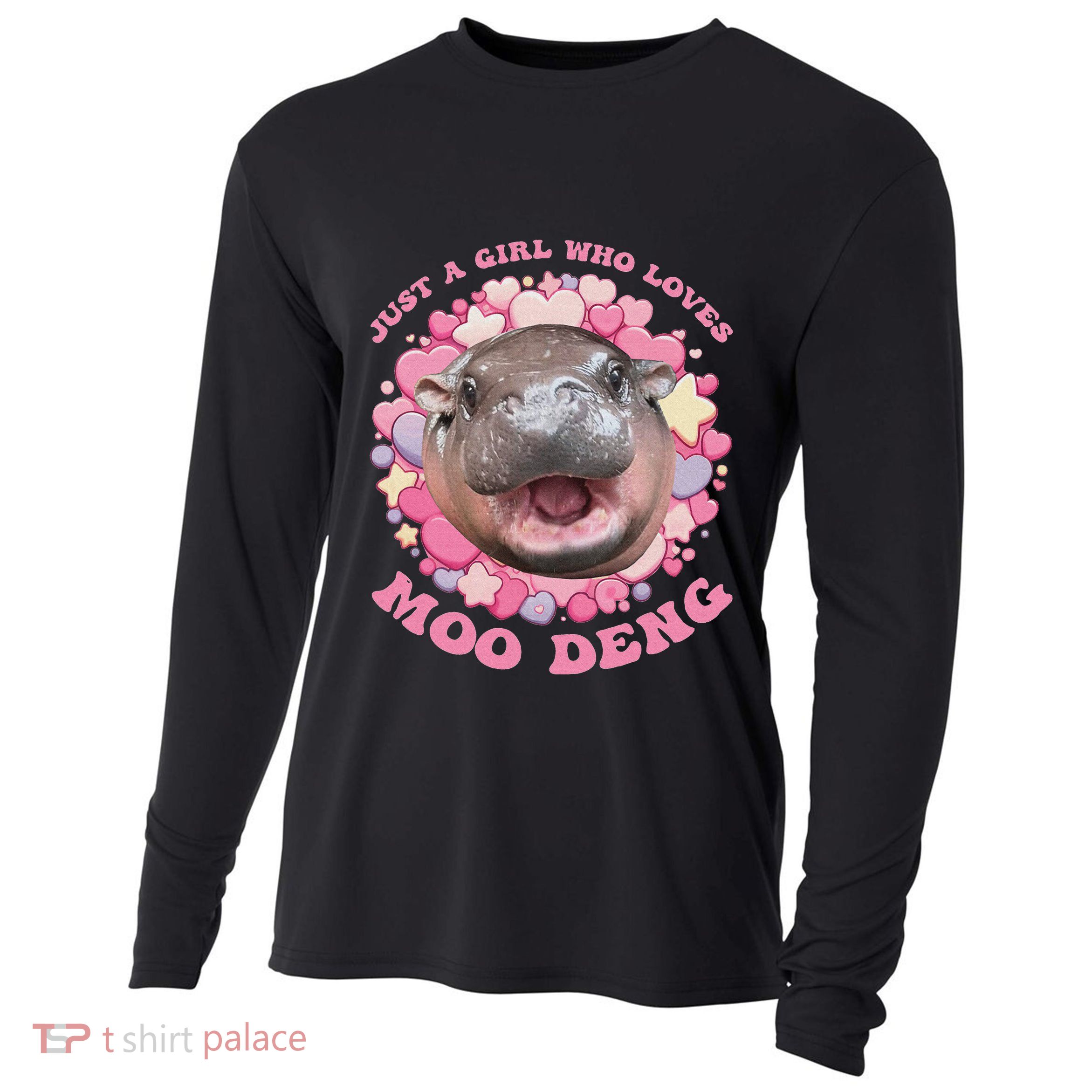 Cute Baby Hippo Moo Deng Cool Just A Girl Who Loves Moo Deng Cooling Performance Long Sleeve Crew