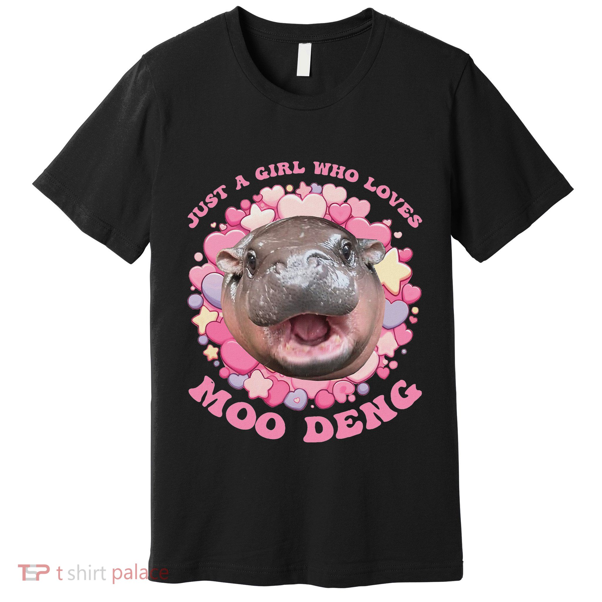 Cute Baby Hippo Moo Deng Cool Just A Girl Who Loves Moo Deng Premium T-Shirt
