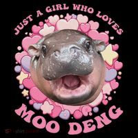 Cute Baby Hippo Moo Deng Cool Just A Girl Who Loves Moo Deng Premium T-Shirt