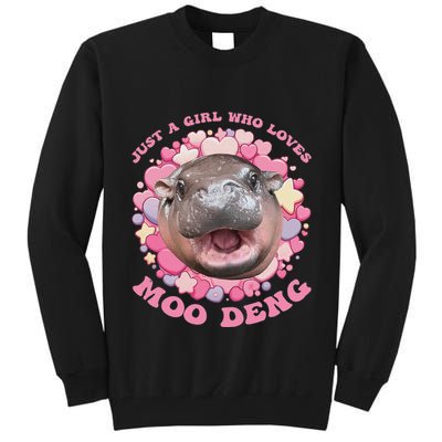 Cute Baby Hippo Moo Deng Cool Just A Girl Who Loves Moo Deng Tall Sweatshirt