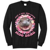 Cute Baby Hippo Moo Deng Cool Just A Girl Who Loves Moo Deng Tall Sweatshirt