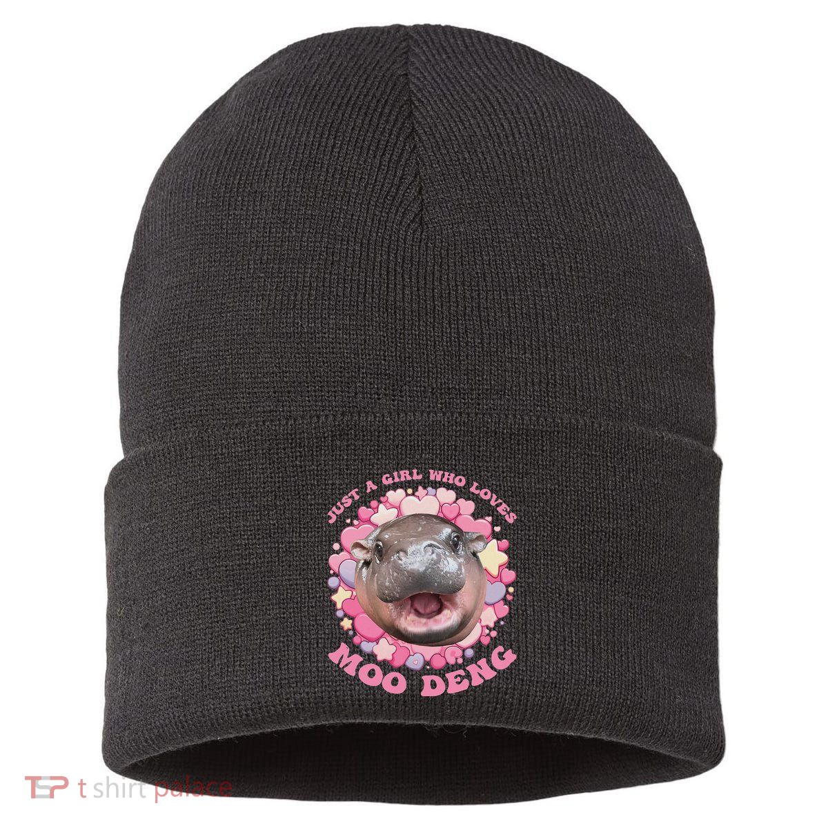 Cute Baby Hippo Moo Deng Cool Just A Girl Who Loves Moo Deng Sustainable Knit Beanie