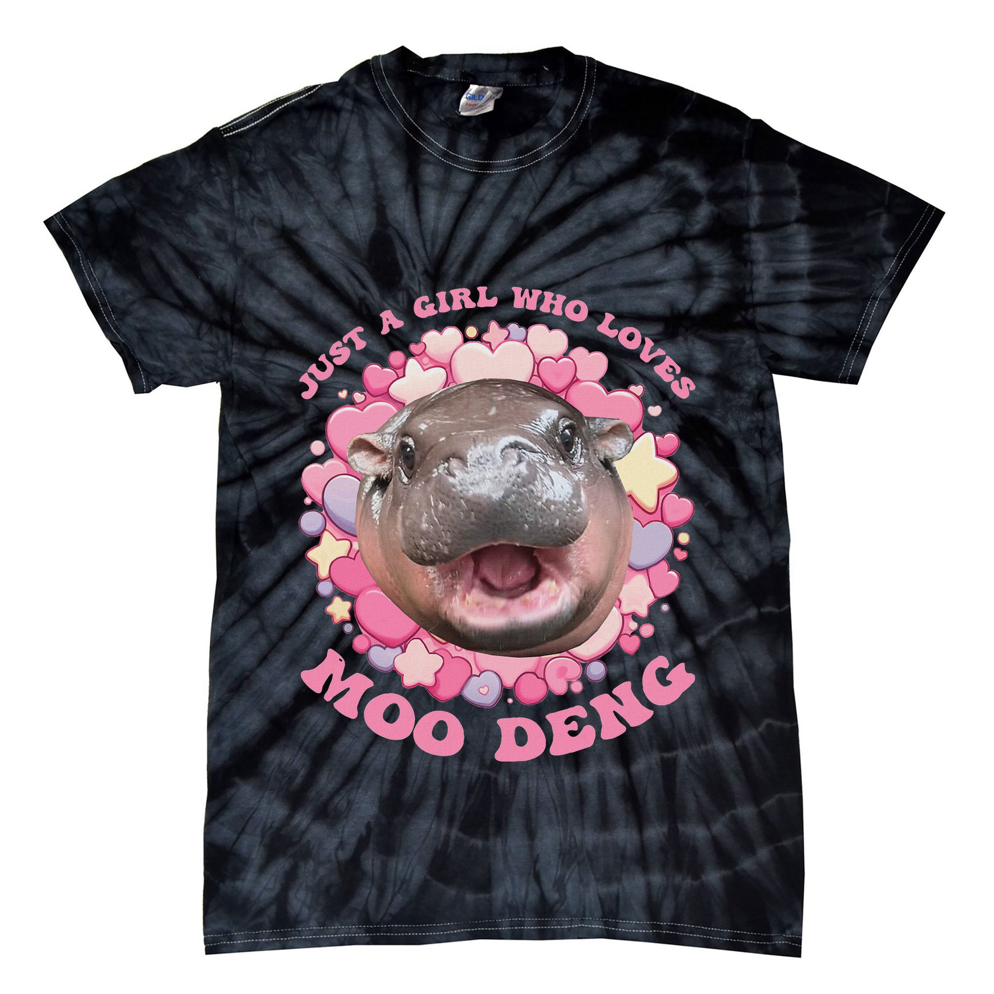 Cute Baby Hippo Moo Deng Cool Just A Girl Who Loves Moo Deng Tie-Dye T-Shirt