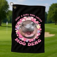 Cute Baby Hippo Moo Deng Cool Just A Girl Who Loves Moo Deng Golf Towel