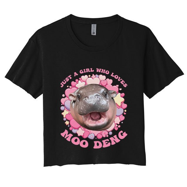 Cute Baby Hippo Moo Deng Cool Just A Girl Who Loves Moo Deng Crop Top