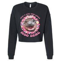 Cute Baby Hippo Moo Deng Cool Just A Girl Who Loves Moo Deng Cropped Pullover Crew