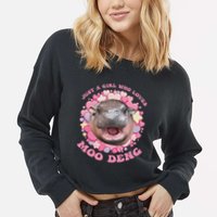 Cute Baby Hippo Moo Deng Cool Just A Girl Who Loves Moo Deng Cropped Pullover Crew