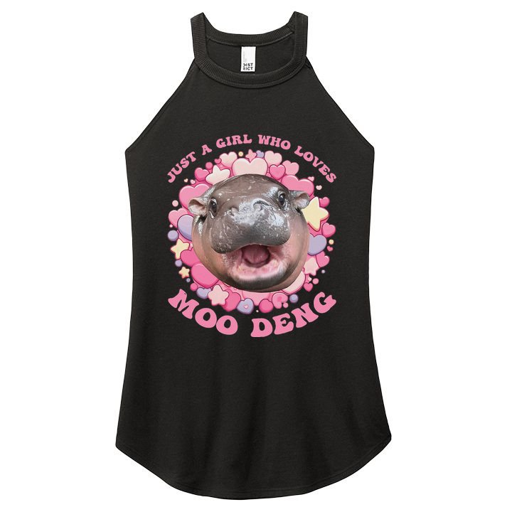 Cute Baby Hippo Moo Deng Cool Just A Girl Who Loves Moo Deng Women's Perfect Tri Rocker Tank