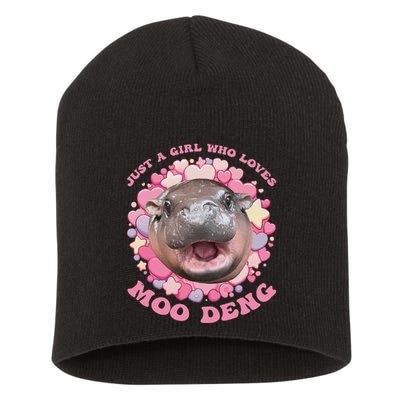 Cute Baby Hippo Moo Deng Cool Just A Girl Who Loves Moo Deng Short Acrylic Beanie