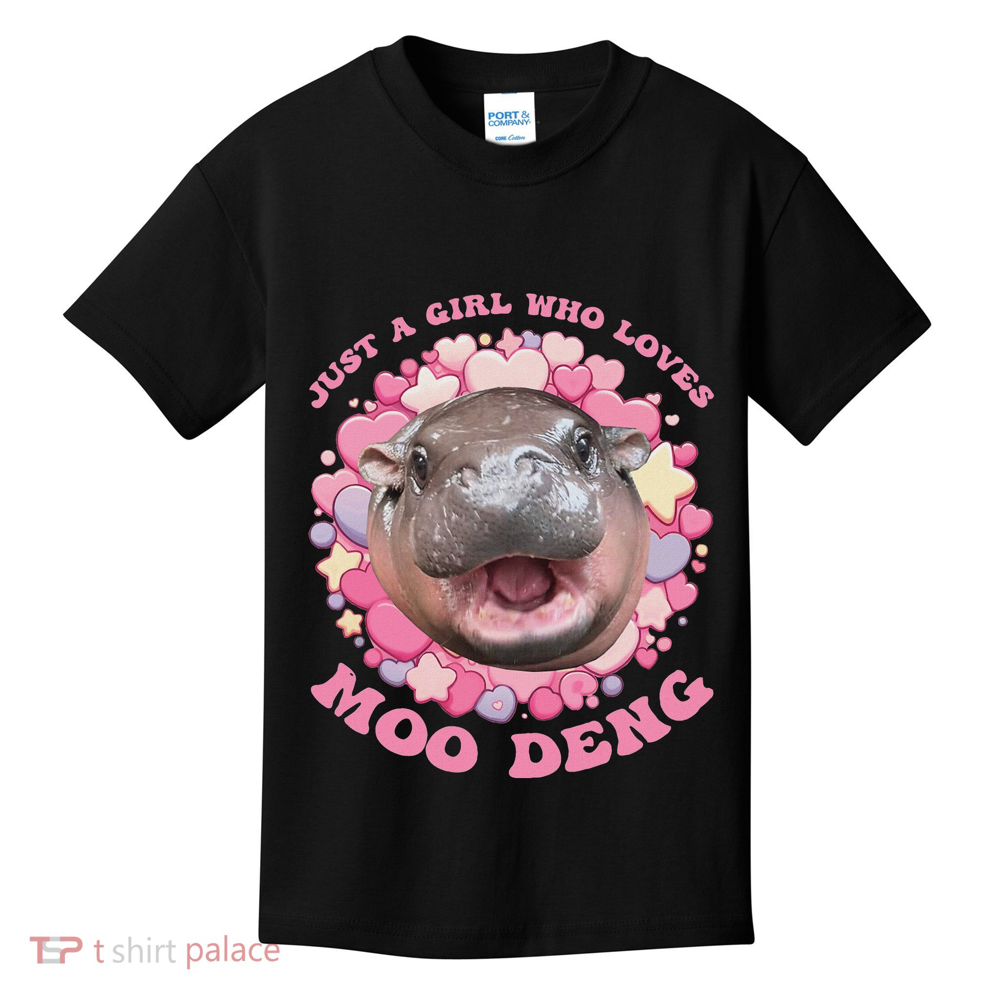 Cute Baby Hippo Moo Deng Cool Just A Girl Who Loves Moo Deng Kids T-Shirt