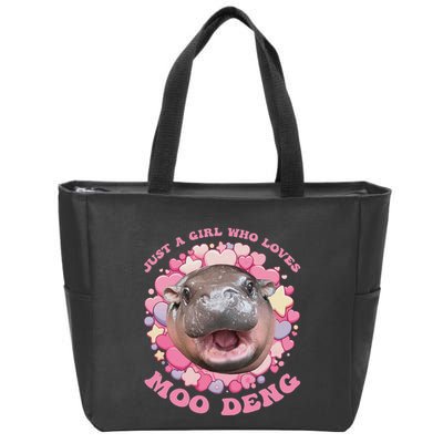 Cute Baby Hippo Moo Deng Cool Just A Girl Who Loves Moo Deng Zip Tote Bag
