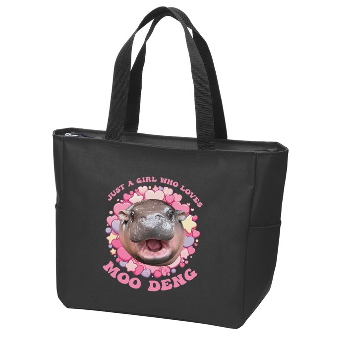 Cute Baby Hippo Moo Deng Cool Just A Girl Who Loves Moo Deng Zip Tote Bag