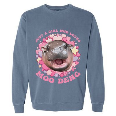 Cute Baby Hippo Moo Deng Cool Just A Girl Who Loves Moo Deng Garment-Dyed Sweatshirt