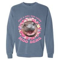 Cute Baby Hippo Moo Deng Cool Just A Girl Who Loves Moo Deng Garment-Dyed Sweatshirt