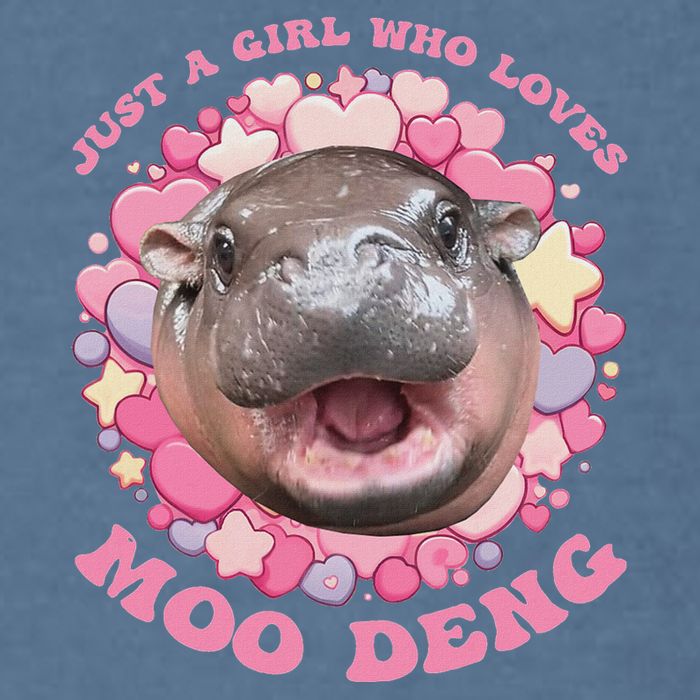 Cute Baby Hippo Moo Deng Cool Just A Girl Who Loves Moo Deng Garment-Dyed Sweatshirt