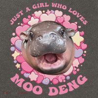 Cute Baby Hippo Moo Deng Cool Just A Girl Who Loves Moo Deng Cotton Canvas Backpack