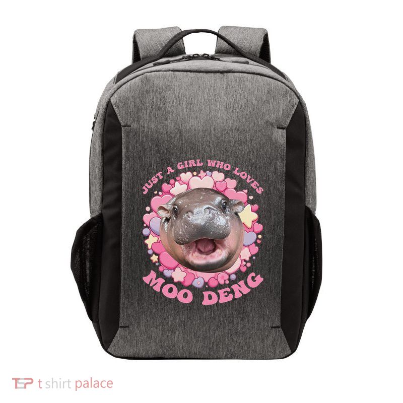 Cute Baby Hippo Moo Deng Cool Just A Girl Who Loves Moo Deng Vector Backpack