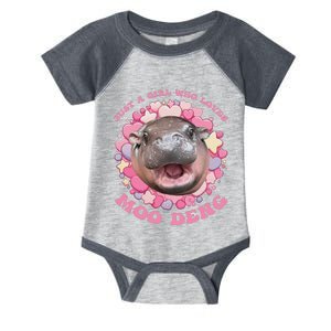 Cute Baby Hippo Moo Deng Cool Just A Girl Who Loves Moo Deng Infant Baby Jersey Bodysuit