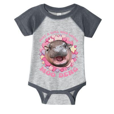 Cute Baby Hippo Moo Deng Cool Just A Girl Who Loves Moo Deng Infant Baby Jersey Bodysuit