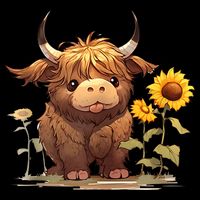Cute Baby Highland Cow With Sunflowers Calf Animal Farm Zip Tote Bag