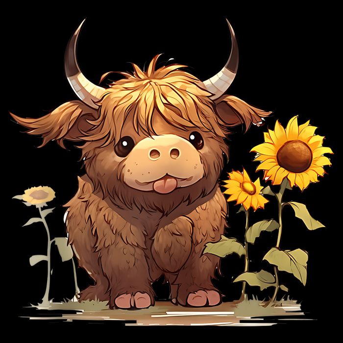 Cute Baby Highland Cow With Sunflowers Calf Animal Farm Zip Tote Bag