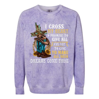 Cowgirl Boots & Hat I Cross My Heart Western Country Colorblast Crewneck Sweatshirt