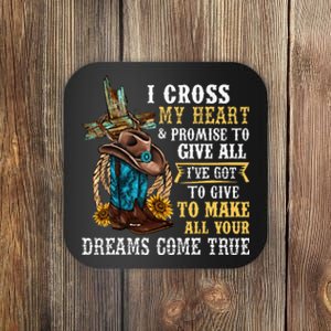 Cowgirl Boots & Hat I Cross My Heart Western Country Coaster