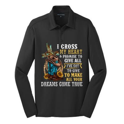 Cowgirl Boots & Hat I Cross My Heart Western Country Silk Touch Performance Long Sleeve Polo