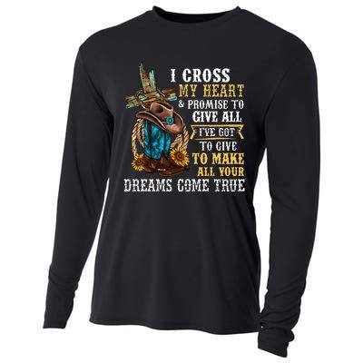 Cowgirl Boots & Hat I Cross My Heart Western Country Cooling Performance Long Sleeve Crew