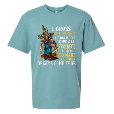 Cowgirl Boots & Hat I Cross My Heart Western Country Sueded Cloud Jersey T-Shirt