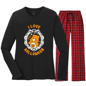 C.a.r.e Bears Halloween Trick Or Sweet Bear Spooky Poster Women's Long Sleeve Flannel Pajama Set 