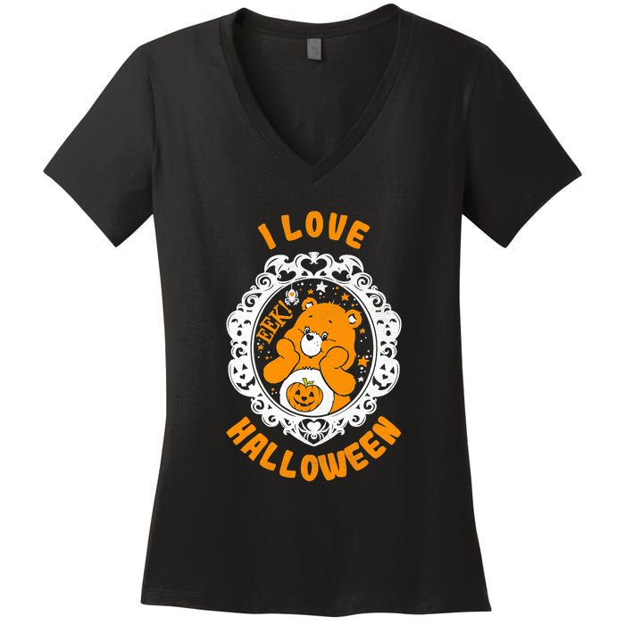 C.a.r.e Bears Halloween Trick Or Sweet Bear Spooky Poster Women's V-Neck T-Shirt