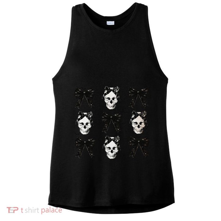 Coquette Bow Halloween Halloween Skull Ladies PosiCharge Tri-Blend Wicking Tank
