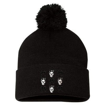Coquette Bow Halloween Halloween Skull Pom Pom 12in Knit Beanie