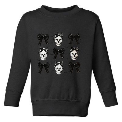 Coquette Bow Halloween Halloween Skull Toddler Sweatshirt
