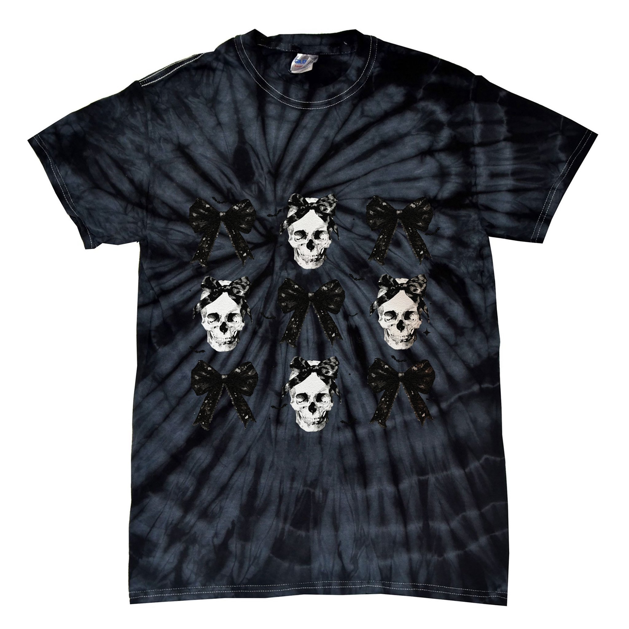 Coquette Bow Halloween Halloween Skull Tie-Dye T-Shirt
