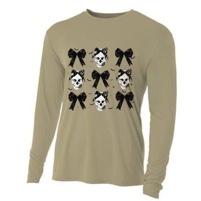 Coquette Bow Halloween Halloween Skull Cooling Performance Long Sleeve Crew