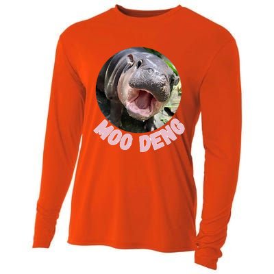 Cute Baby Hippo Moo Deng Bouncy Pig In Thai Hippopotamus Cooling Performance Long Sleeve Crew